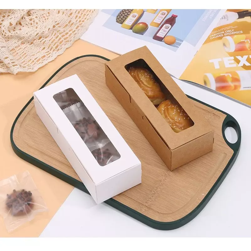 Caja de papel Kraft con ventana de PVC para embalaje de alimentos y pasteles, producto personalizado