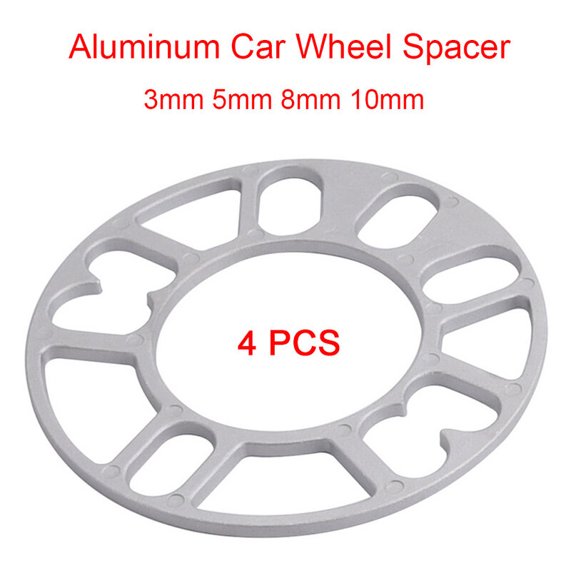 SPEWPRP 4PCS Universal 3mm 5mm 8mm 10mm Aluminum Car Wheel Spacer Shims Plate Fit 4x100 4x114.3 5x100 5x108 5x114.3 5x120