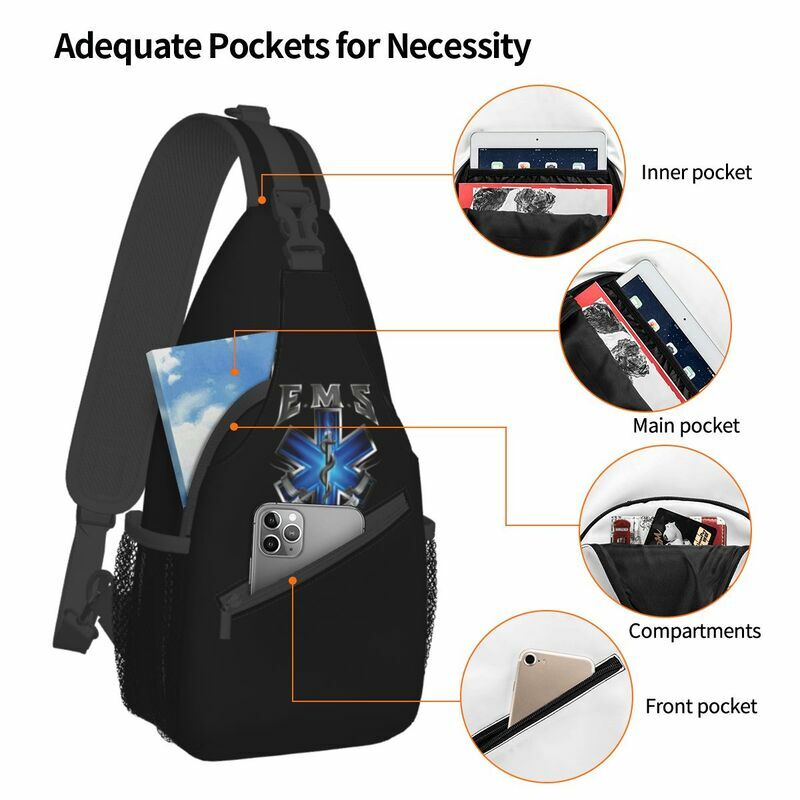 Cool Ems Star Of Life Sling Bags for Travel Hiking Men's Emt Crossbody Chest Backpack Shoulder Daypack
