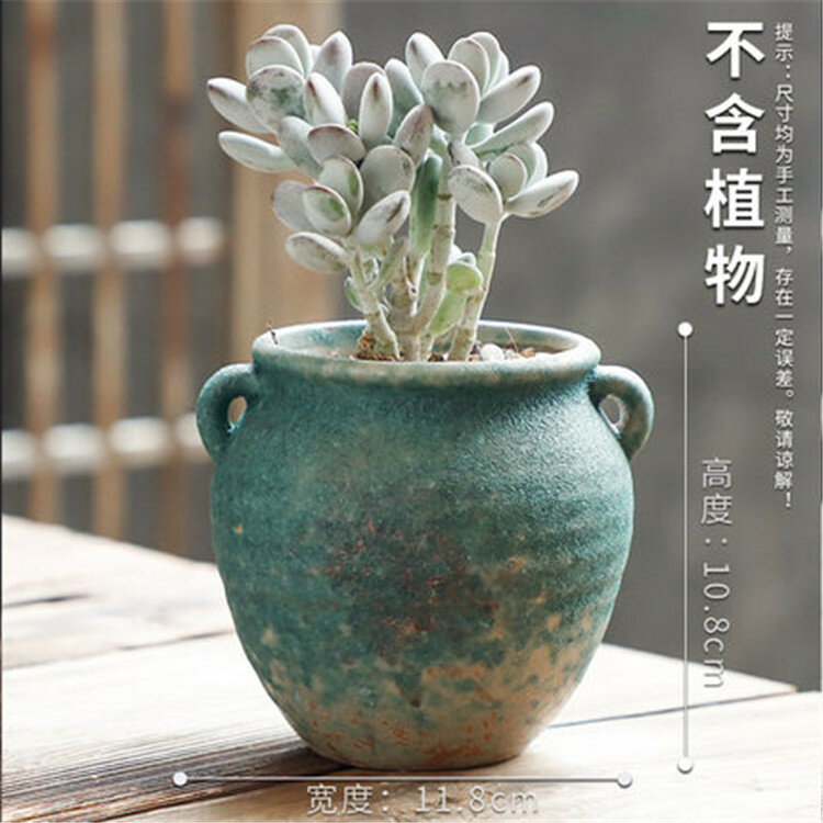 Ceramic Flower Pot With Bamboo Retro Japanese Style Succulent Plant Flowerpot Bonsai Planter Garden Decor Cactus Plants Planters