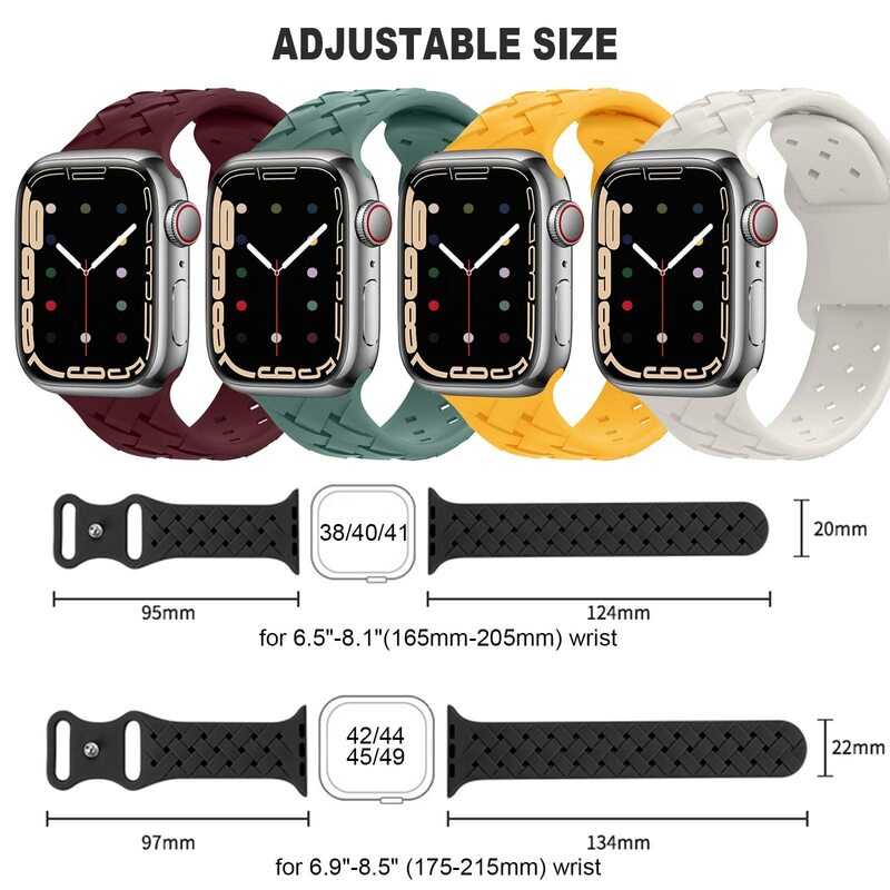 Sport Gevlochten Siliconen Band Voor Apple Horlogeband 44Mm 40Mm 45Mm 49Mm 38Mm Ademende Armband Iwatch Serie 9 7 3 8 Se Ultra 2