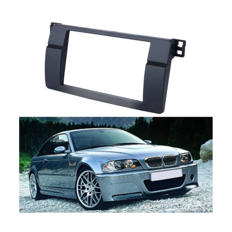 2Din Audio Panel Modification Panel DVD Navigation Panel Frame Car Fascias Stereo Radio Pane for 98-05 BMW 3-Series E46