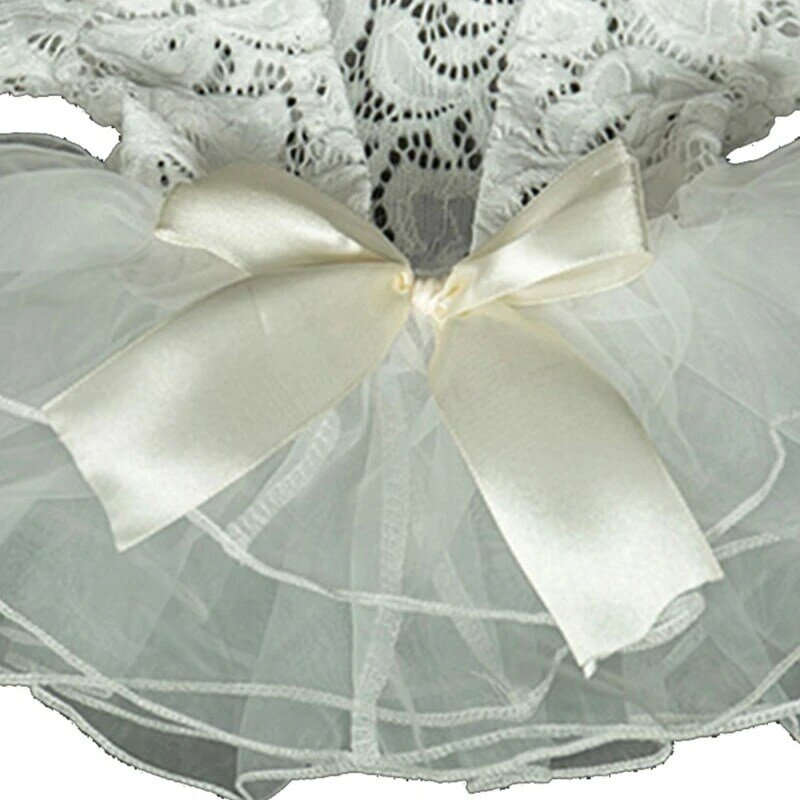 Romper renda bayi perempuan, pakaian putri simpul kupu-kupu pakaian baru lahir rok Tutu renda alat peraga fotografi