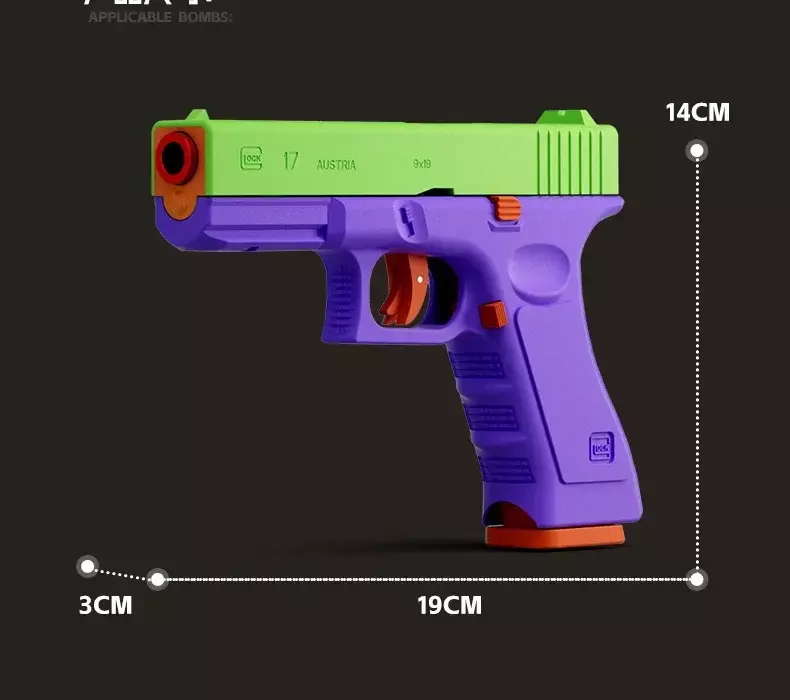 Dwuzakresowy automatyczny wyrzut muszli G17 pistolet w wersji laserowej broń rzodkiewka pistolet zabawka na miękkie naboje broni strzeleckiej dla dzieci