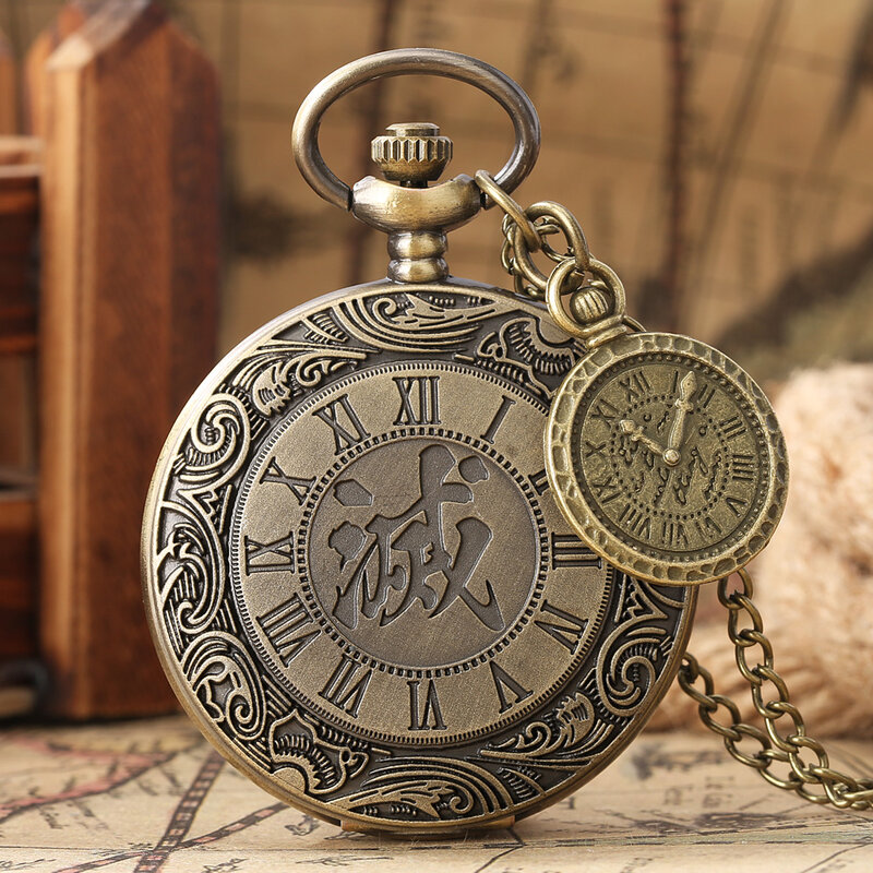 Unisex portmonetka Vintage zegarek kwarcowy Retro naszyjnik z brązu Fob zegar rzymski zegarek akcesoria mężczyzna kobiet najlepszy prezent Reloj De Bolsillo