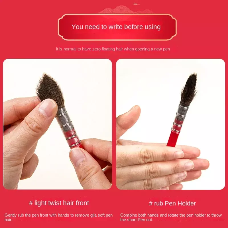 1pc Professional Wood Handle Watercolor Paint Brushes with Red Round Squirrel Hair Tip for Painting Writing