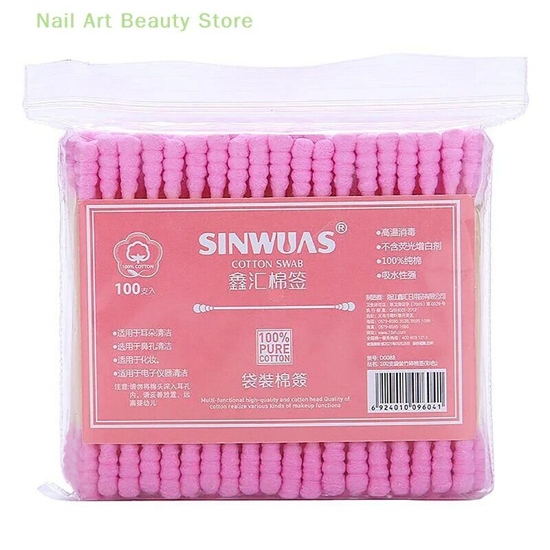 100pcs Pack Double Head Cotton Swab Women Makeup Cotton Buds Tip For Medical Wood Sticks Nose Ears Cleaning Health Care Tools