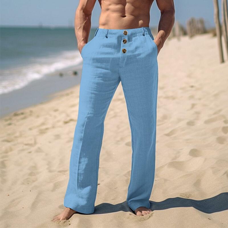 Męskie spodnie wygodna męska spodnie typu Casual ze wzmocnionymi kieszeniami dla podróże służbowe oddychających męskie spodnie