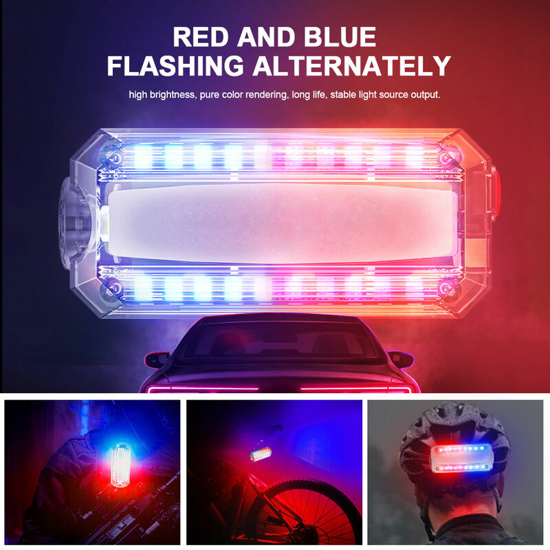 مصغّر USB شحن أحمر/أزرق تحذير يلة ضوء يلة أمان ركض يمشي ضوء إحترافي طارئ ضوء كتف شرطة مصباح