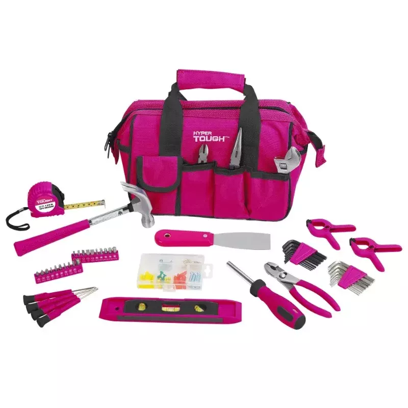 Hyper Tough 89-Piece Pink Household Tool Set, Holiday Gift For Women, Model 9201 household tool kit powered