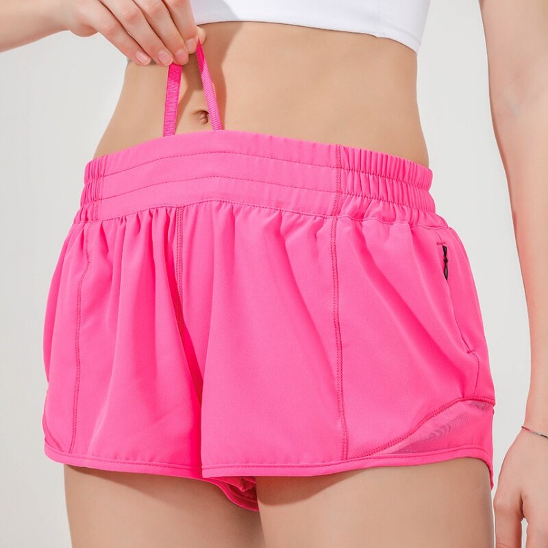 Fitness Short Women Running With Pocket Reflective Strip for Summer Hotty Hot Low Waist 2.5 Inch Quick Drying Yoga Wear Clothing
