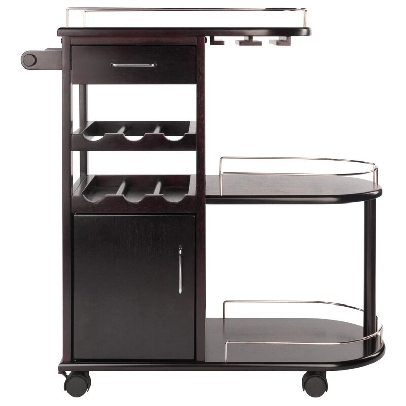 Winsome Wood Jimmy Entertainment Cart, Espresso Finish，Made From A Combination of Solid Wood and Composite Wood, Easy To Move