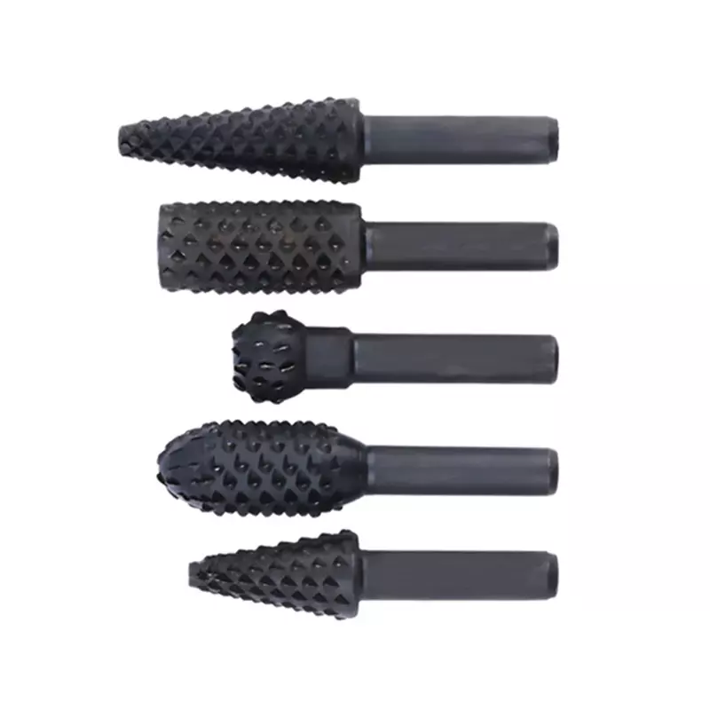 5pcs Woodworking Wood Carving Rasp Drill Bit Revolving File Steel Rotary File Kit Rotating Embossed Grinding Head Power Tools