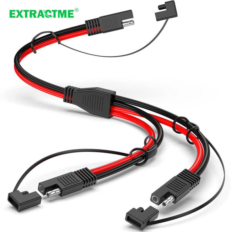 Extractme 10AWG 1 to 2 SAE to SAE Extension Cable SAE DC Power Automotive Adapter Cable SAE Plug for Solar Panel Battery Charger