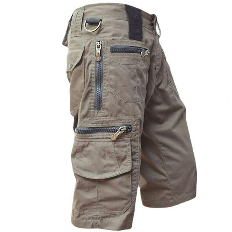 Pantalones cortos de moda para hombre, Color sólido, ajuste holgado, pantalones Cargo rectos, delgados