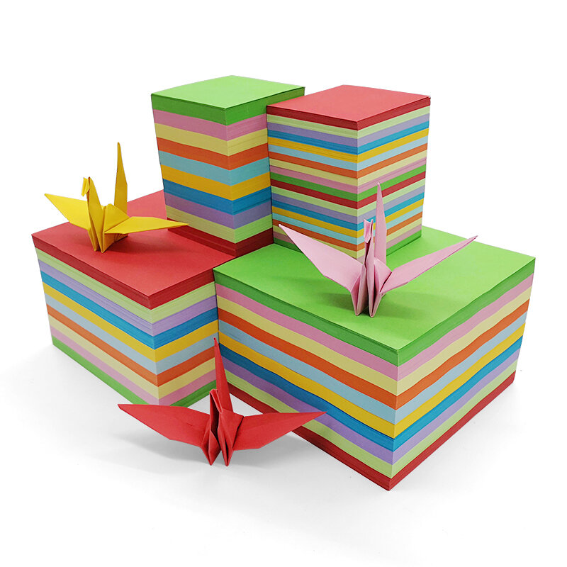 10 cores Coloridas Origami Guindastes De Papel Artesanal DIY Flores Origami Folding Paper Scrapbooking Decoração Padrão Artesanato De Papel