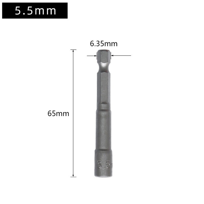 65mm lungo 5.5-19mm dado esagonale cacciavite punta da trapano chiave a bussola manicotto di estensione Set di punte Set di punte presa per strumenti