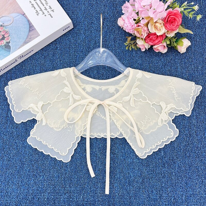 Organza Embroidery Women's Lace Collar New Clothing Accessories Double Layer Detachable Shirt Collar Insignia