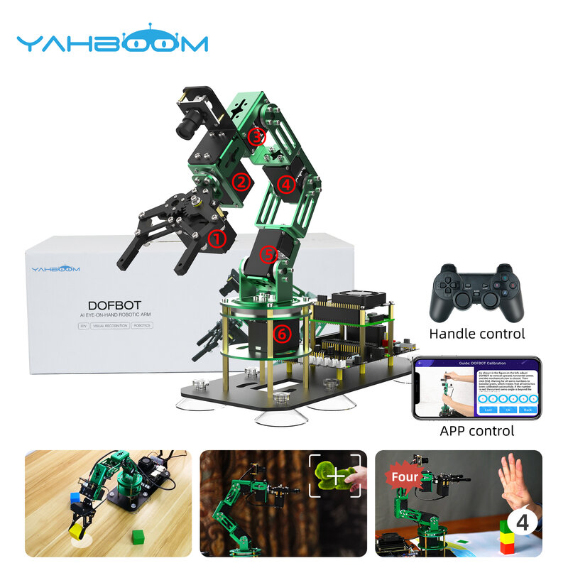 Yahboom DOFBOT AI Vision Robotic Arm Kit ROS Robot per RaspberryPi 5 adotta il riconoscimento degli oggetti di programmazione Python CE ROHS