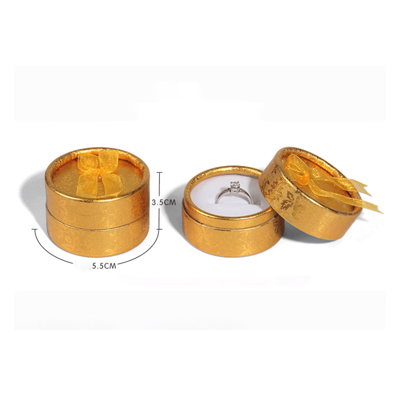 Elegante scatola di anelli per orecchini rotondi scatola di gioielli Bowknot Organizer per scatola di fidanzamento di nozze confezione regalo Display san valentino