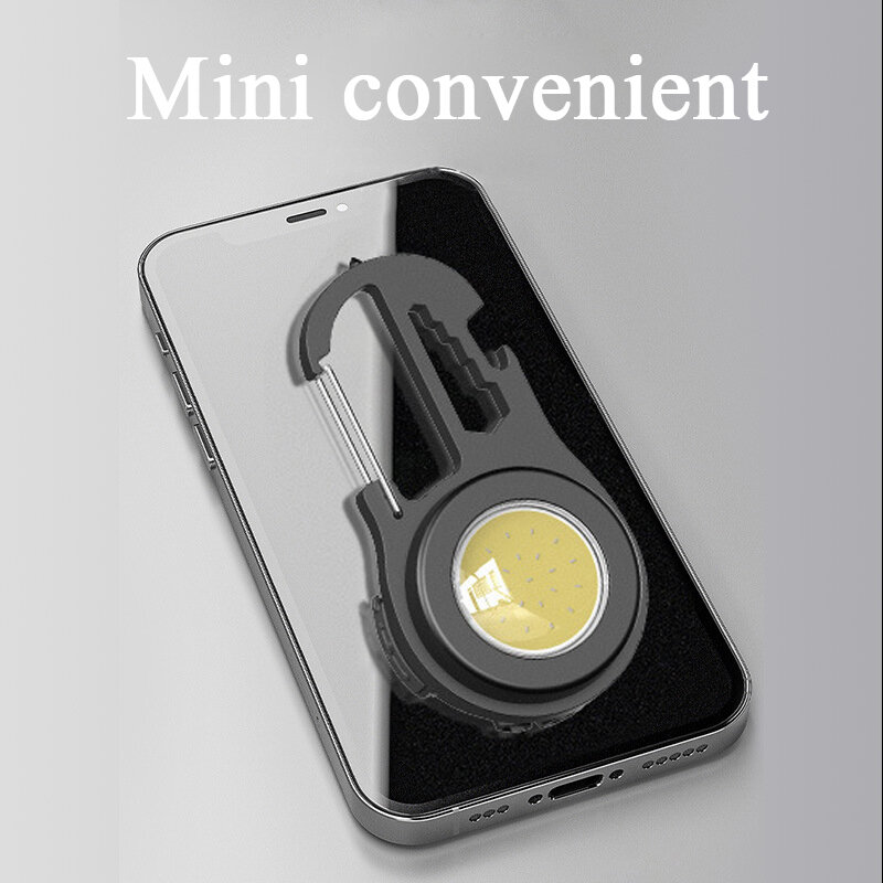 Mini Multifunctional แบบพกพา Built-In Type-C พวงกุญแจกลางแจ้งโคมไฟไฟฉายทำงานอัตโนมัติไฟฉาย