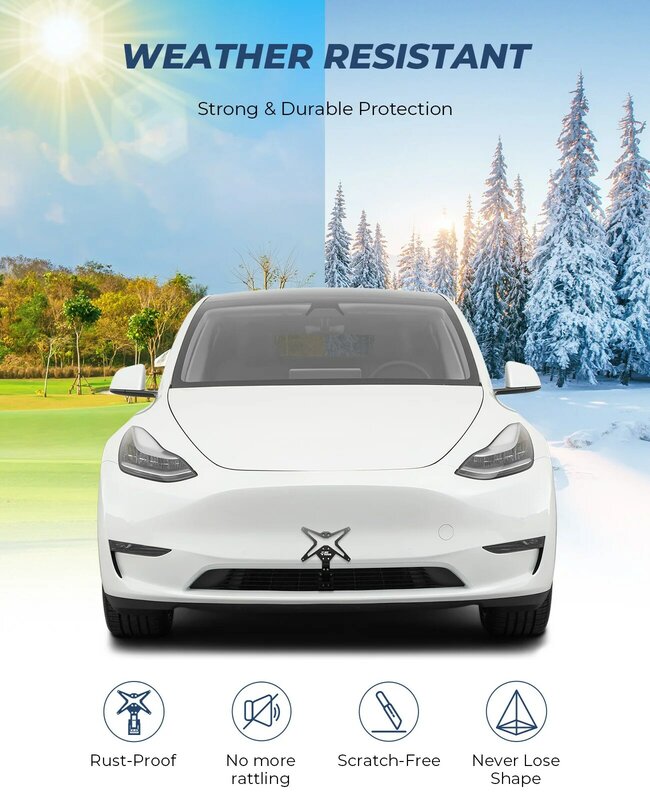 Quadro frontal da placa para Tesla Modelo Y, altura ajustável, sem perfuração, suporte de alumínio, kit de montagem, acessórios do carro, 2023-2019