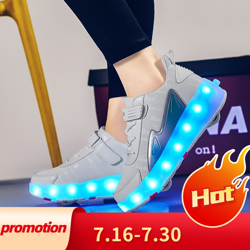 USB Charging Roller Shoes Children Sneakers With 4 Wheels Girls Boys Led Shoes Kids Sneakers With Wheels Roller Skate Shoes