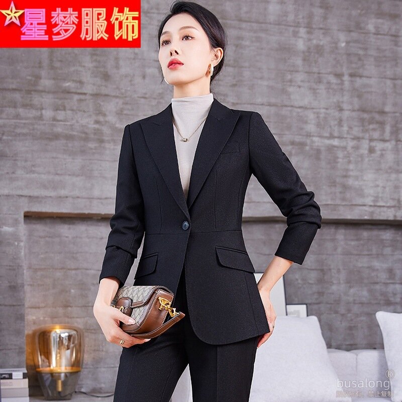 Blue Suit Jacket for Women 2023 New Spring and Autumn Temperament Small Size High-Grade Suit Suit Business Wear Autumn