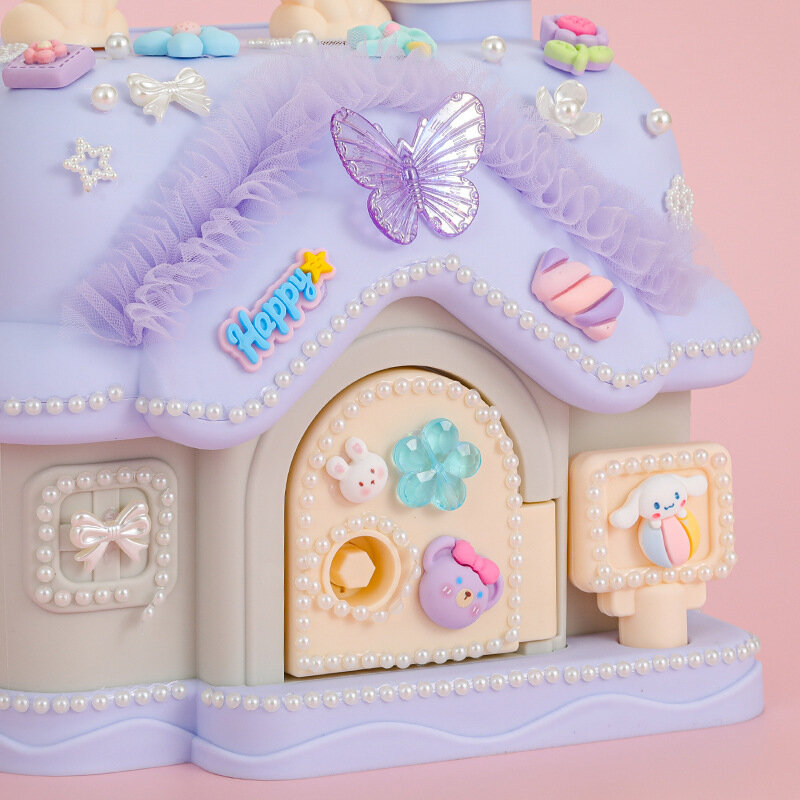 Tirelire pour enfants DIY Material Package, Puzzle Toys, 61 Gift, Handmade Materials Storage Box, Cute Little House