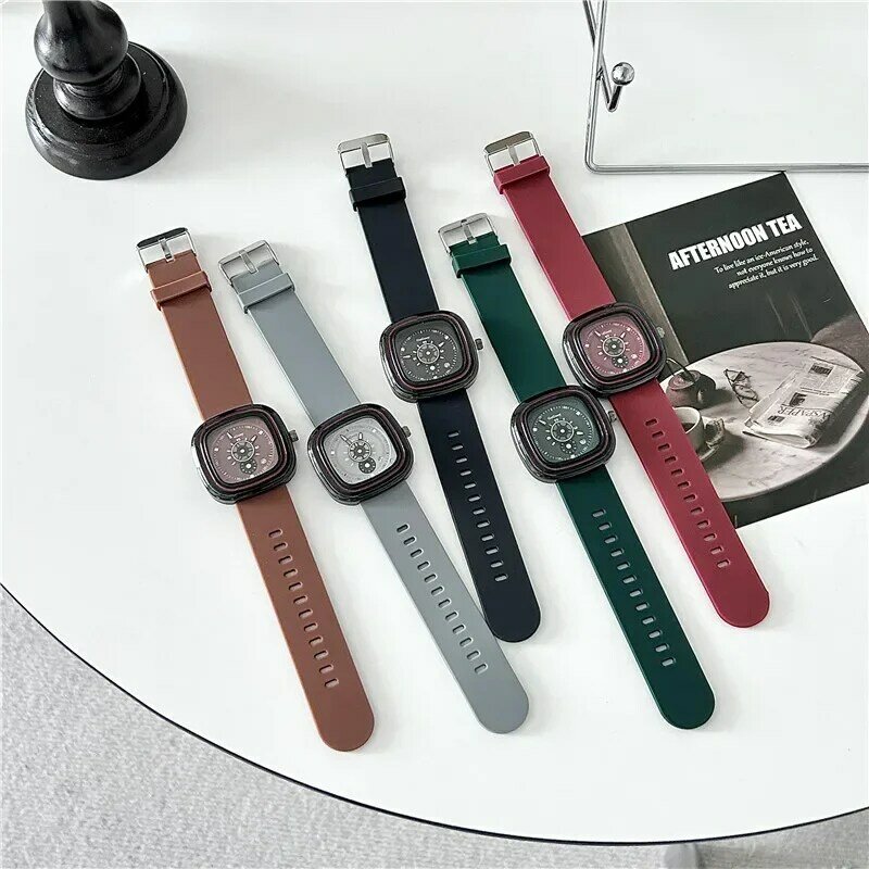 Квадратные мужские часы для студентов, простые, в холодном стиле, высококачественные, модные, для подростков
