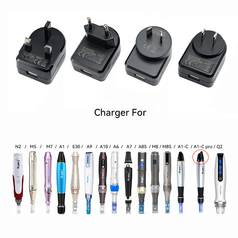 Genuine Dr. Pen AC/DC Adapter or Cable EU Plug UK Plug US Plug AU Plug for Dr. pen A8S M8 M8S A6 A10 A9 A1 A7 M5 M7 N2 MYM E30