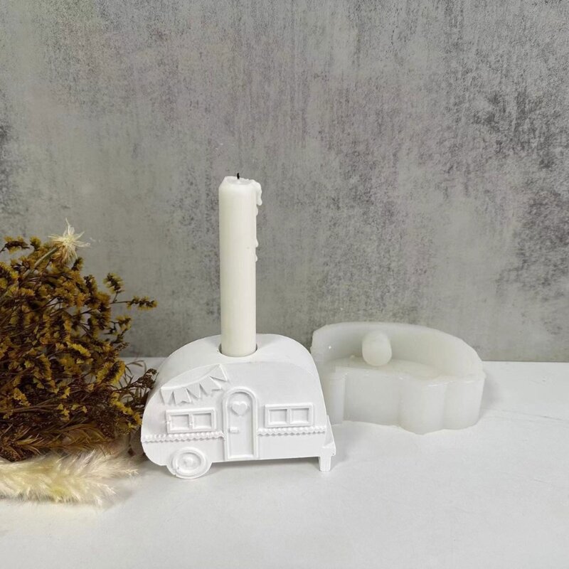 Epoxy Candlestick Silicone Mold Candle Base Mould Bus Shaped Candle Holders Molds DIY Ornaments Home Decorations Mould