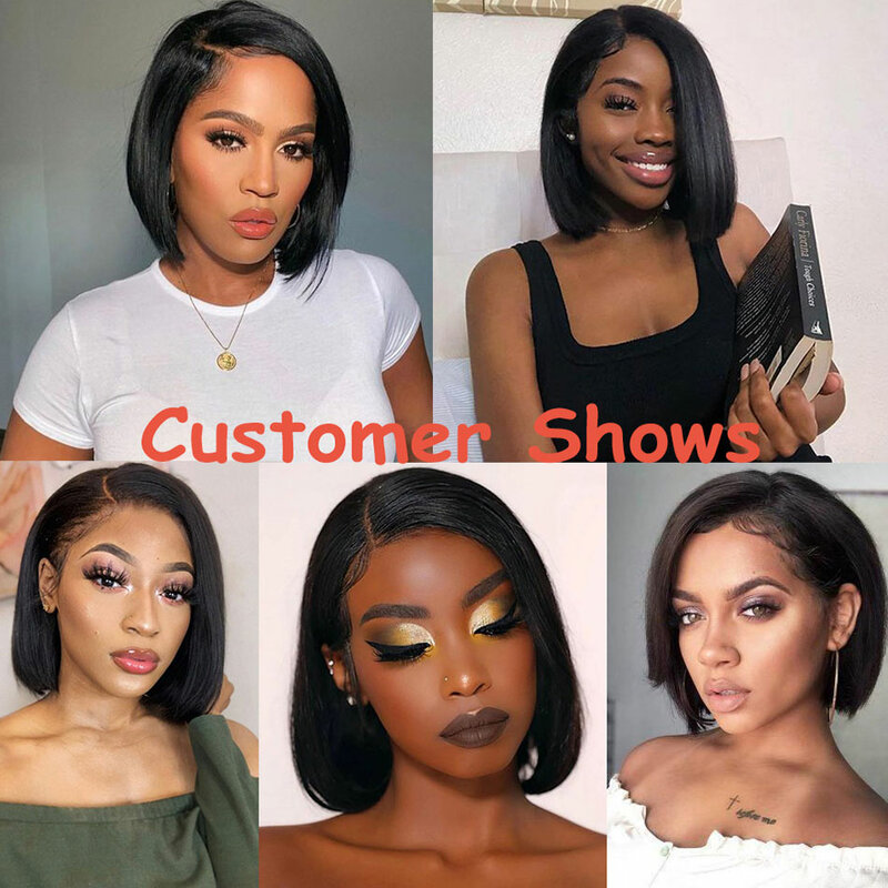 Human Hair 13X2 Wigs Short Pixie Cut Wigs Straight Bob HD Transparent ISEE Lace Frontal Wigs For Black Women 250Density Perruque