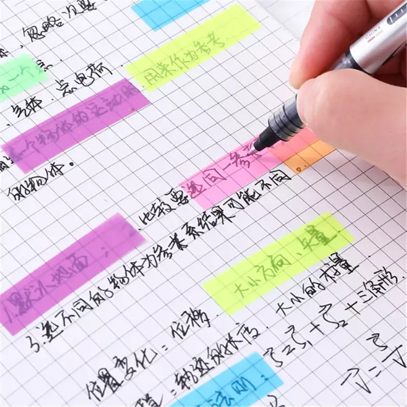 200 Sheets Color Sticky Notes Memo Pad Notes Index Transparent Post Stickers Bookmarks Notepad School Office Stationery Supplies