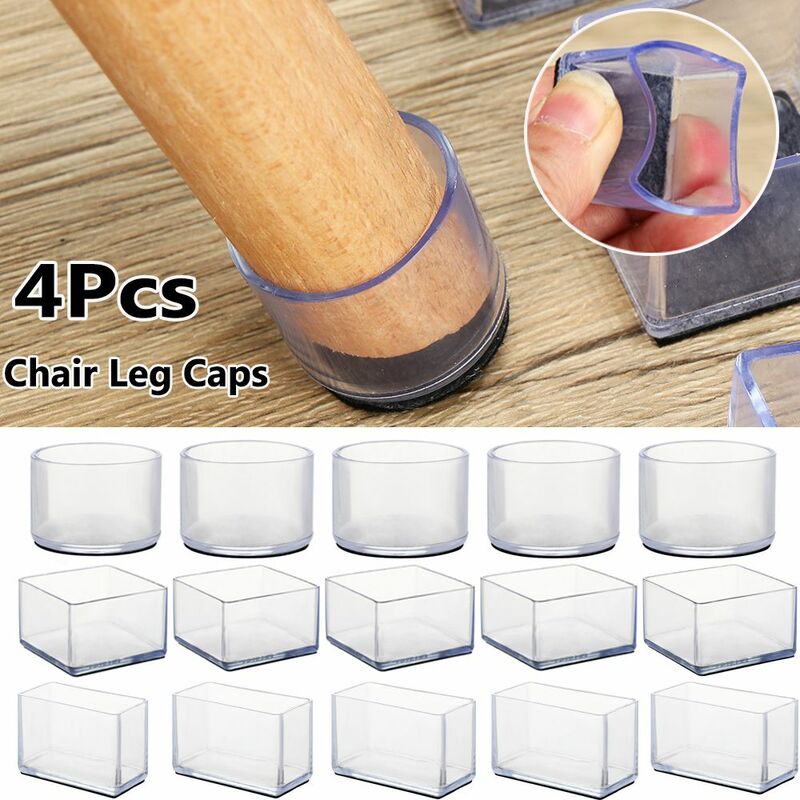 4 Pcs/Set Silicone Pads Transparent Table And Chair Leg PVC Caps Round Bottom Foot Cover Non-slip Furniture Floor Protector Pads