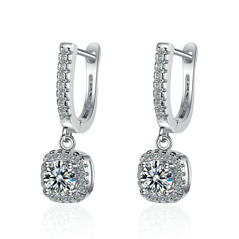2CT Moissanite Huggie Hoop Earring for Women Lab Created Diamond 925 Sterling Silver Dainty Hoop Dangle Earring Fine Jewelry
