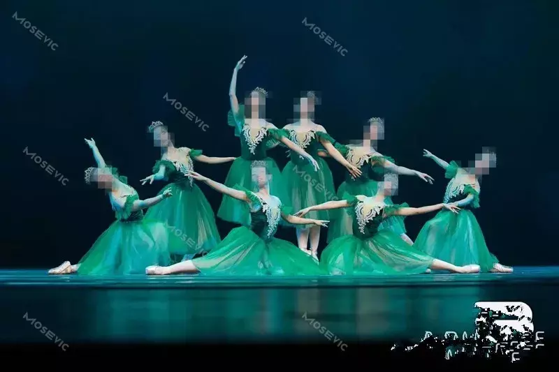 فستان توتو باليه أخضر طويل للأطفال والكبار ، فستان راقصة باليه رقص بحيرة البجعة ، أزياء رومانسية للفتيات ، النساء