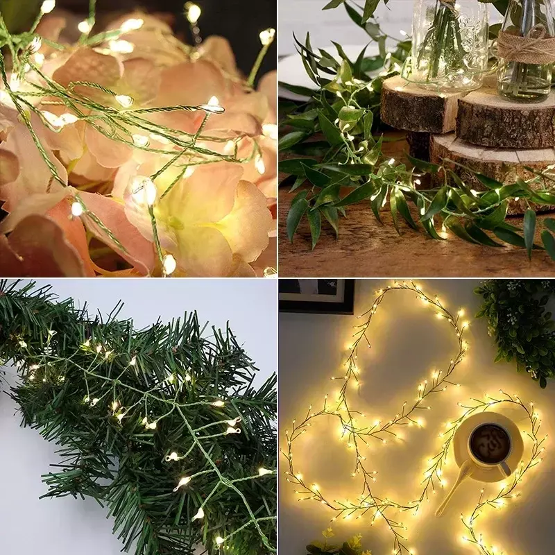 グリーンワイヤーのクラスターライト,1000LED, 36m,結婚披露宴の装飾,屋外,庭,クリスマスの木,クリスマスの装飾