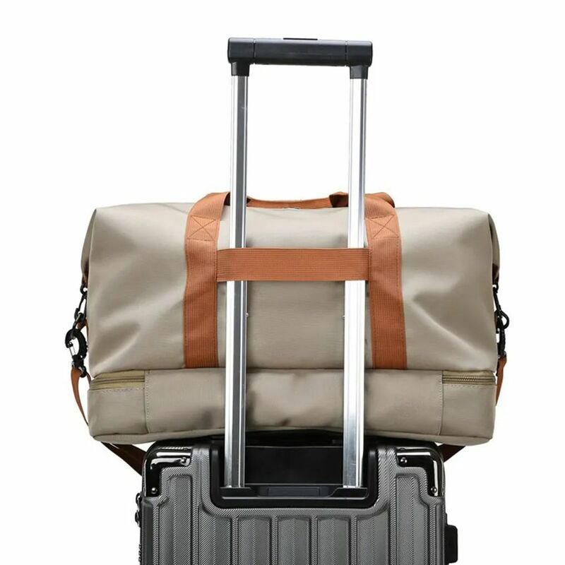 Bolsa de viaje de tela Oxford impermeable, bolsa de viaje con separación de gran capacidad seca y húmeda, color gris