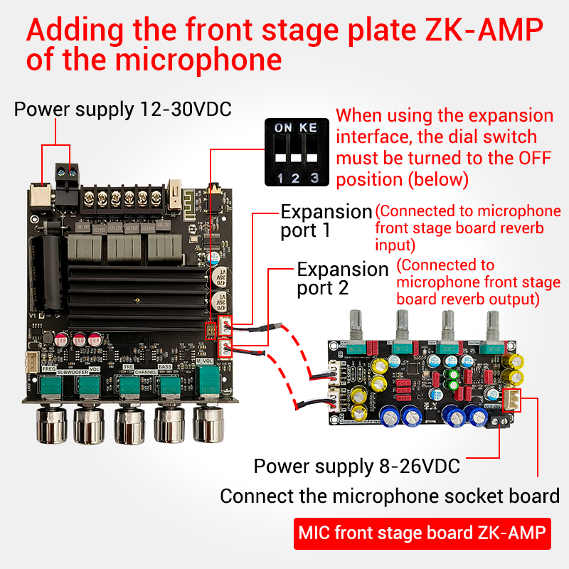 Placa amplificadora Digital ZK-ST21 BT, Chip Subwoofer de 2,1 canales, 100W + 100W + 200W, TPA3221