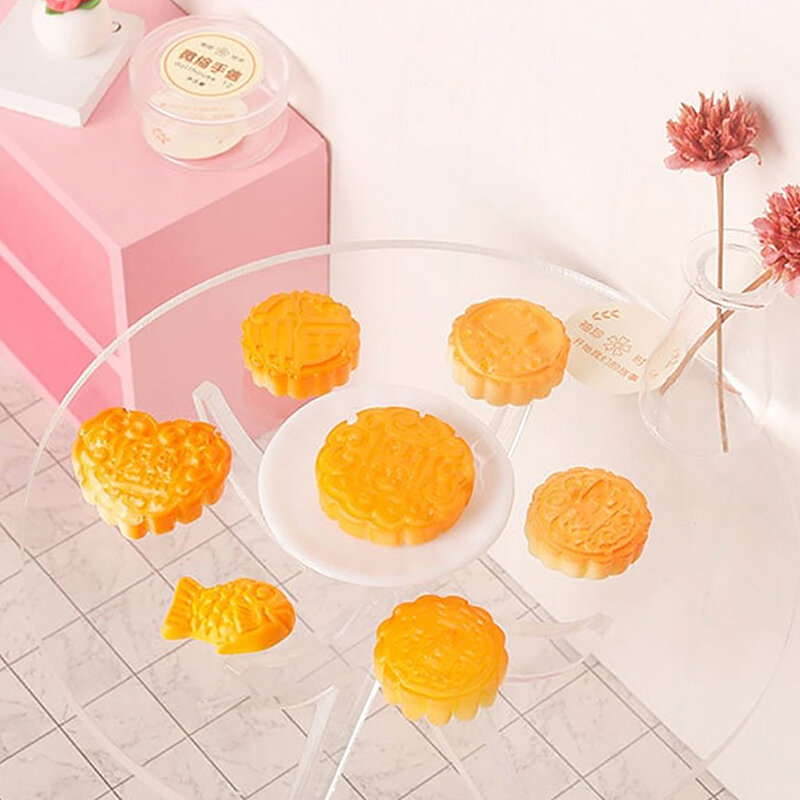 Baru skala 1:12 rumah boneka miniatur Pertengahan Musim Gugur kue bulan pasta kacang Set Pie dapur makanan dekorasi aksesoris mainan