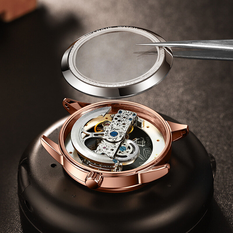GUANQIN-reloj mecánico de acero inoxidable para hombre, cronógrafo con carcasa de acero ahuecada, resistente al agua