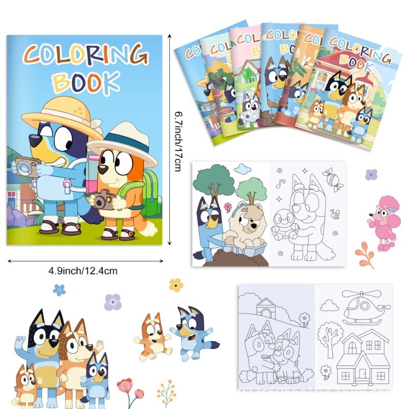Colorido DIY Color Filling Book, Bingoes Bluey, Family Party Cartoon, Colorido Graffiti Book, Livro de pintura, Puzzle infantil Gift