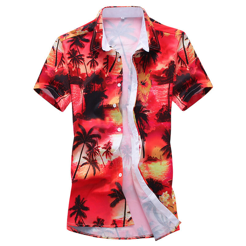 Kemeja pemandangan pantai 2024 untuk pria, kemeja Hawaii cetak 3D pria lengan pendek 5xl atasan kasual kaus pria blus Camisa
