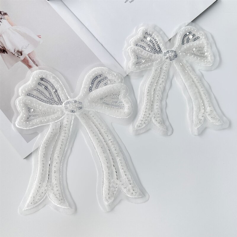 95AB 자수 장식 조각 Bowknot 모양 패딩 아플리케 패치 공예 의류 바느질 공급 여자 셔츠 스웨터 아플리케