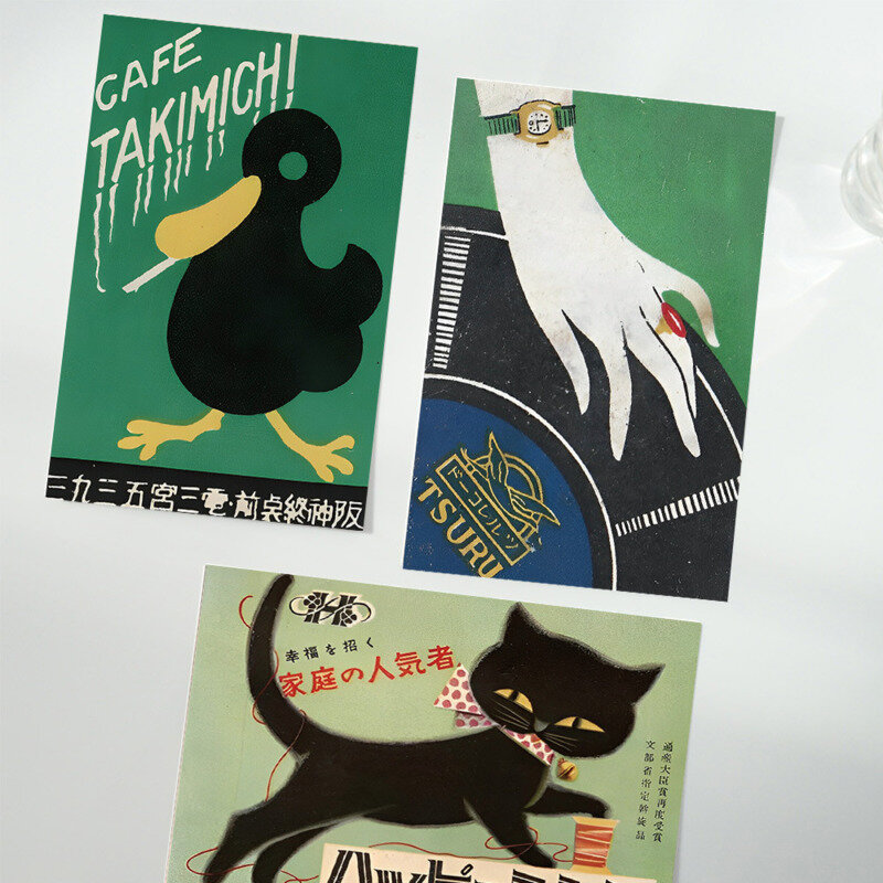 Japonês Ins Abstrato Artístico Cartoon Cartões Postais Bonito Fundo Decorativo Foto Props engraçado Cartão De Mensagem Kawaii 10 Folhas