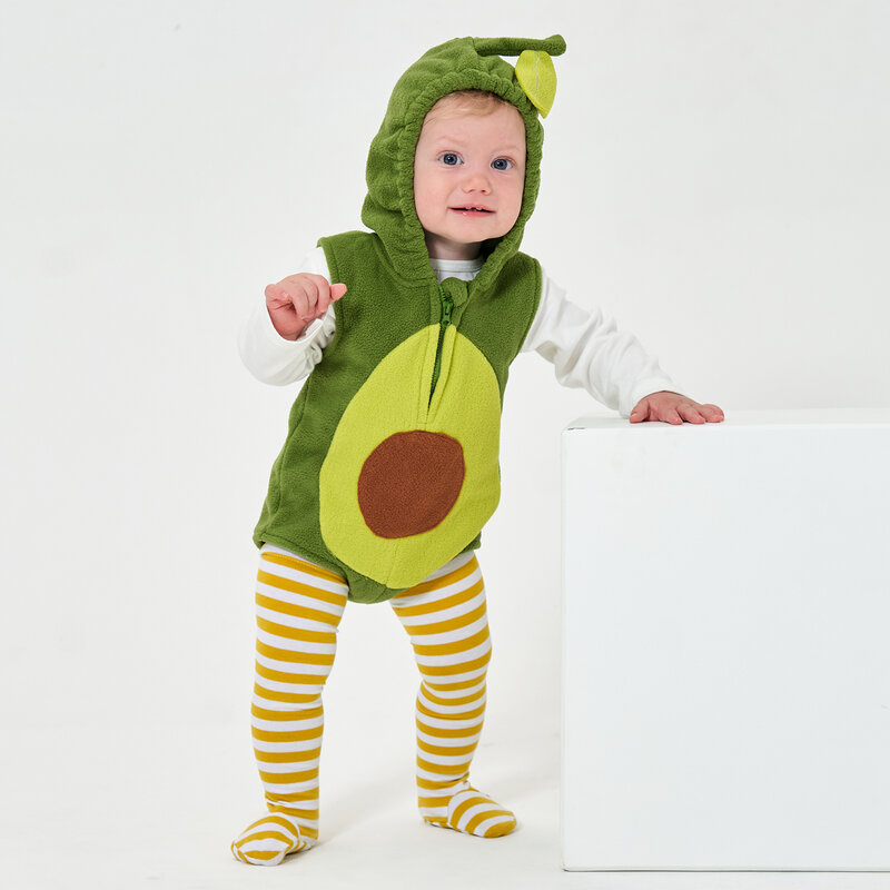 0-18 bulan kostum alpukat bayi perempuan laki-laki Bodysuit Hoodie bayi balita baju monyet pendek Purim Halloween gaun mewah dengan stoking