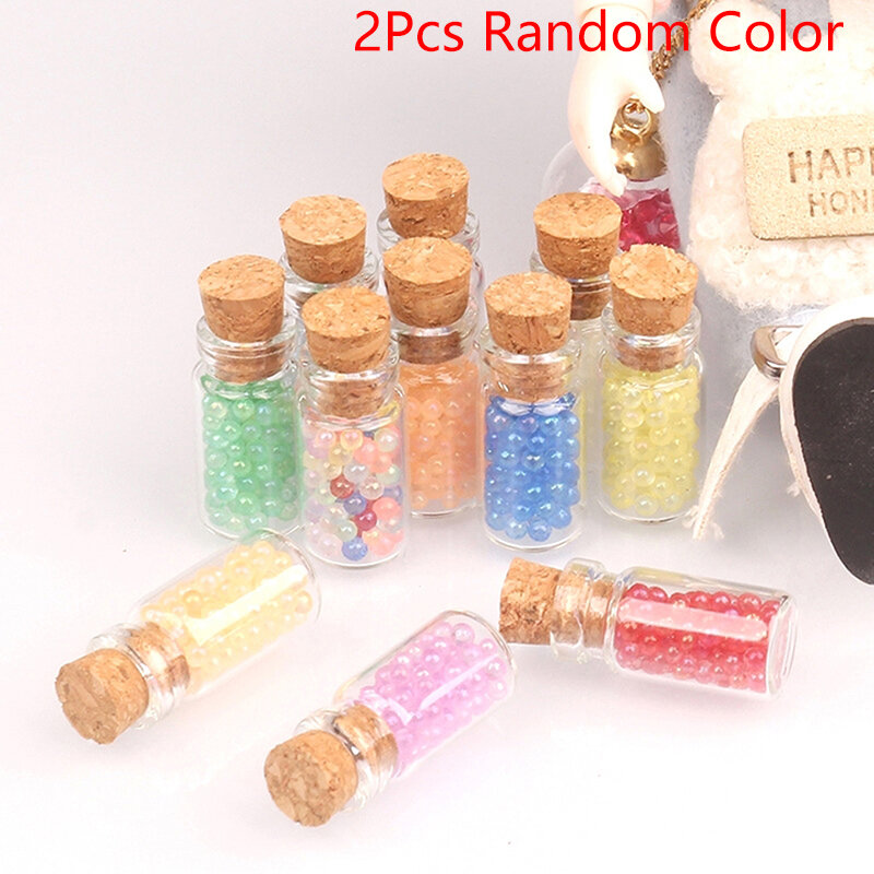 2Pcs Mini Leuchtende Perle Wishing Flasche Dekoration Puppenhaus Miniatur Ornamente DIY Zubehör