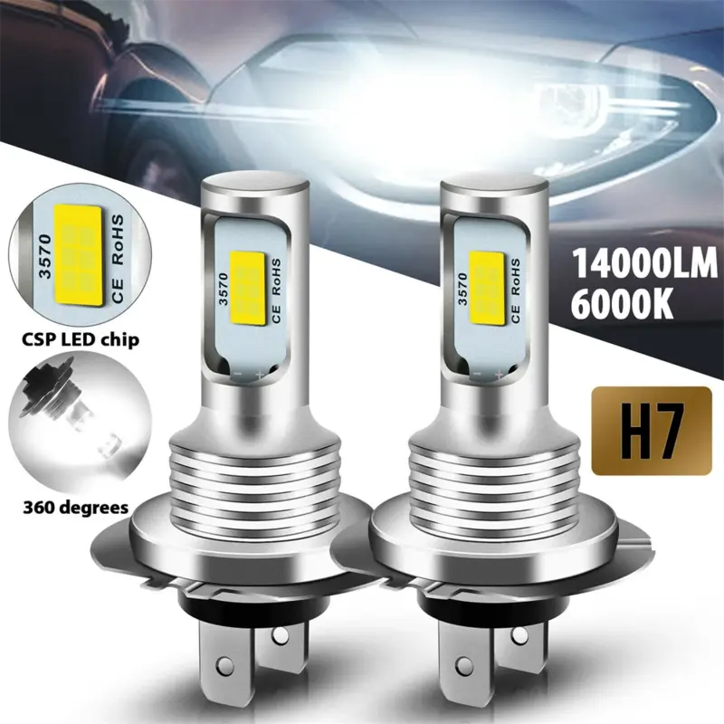 LED車のヘッドライト用フォグライトキット,2個,h7 h4,h1,h8,h9,h11,9005,9006,hb4,h10,超高輝度