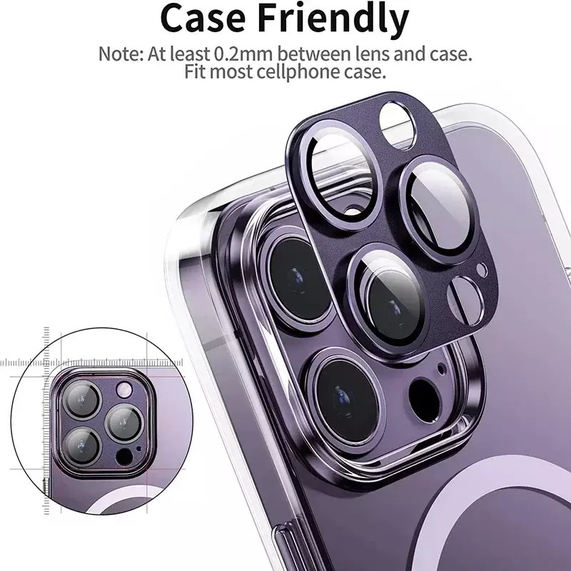 Vidrio Protector de lente de cámara de Metal para iPhone 13, 12, 11, 14 Pro Max, película protectora de lente trasera HD para iPhone 12 Mini, 15 PRO, 14 Plus